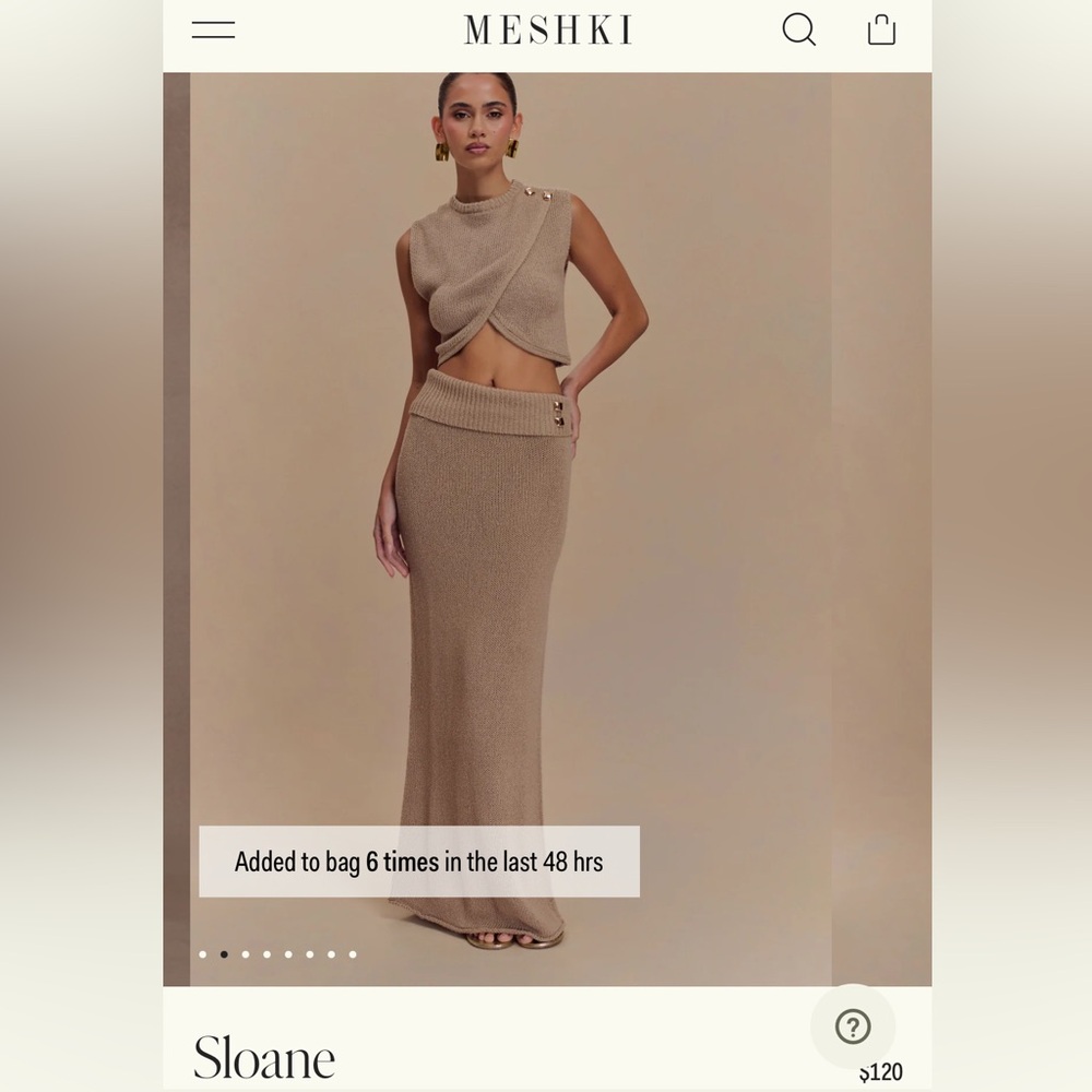 Meshki Sloane Knit Maxi Skirt in Taupe